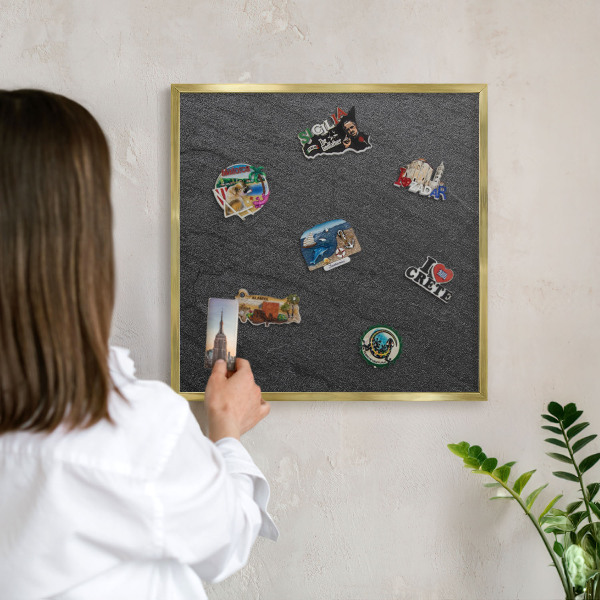 Tableau pour aimants cadre doré Texture noire