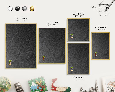 Tableau pour aimants cadre doré Texture noire
