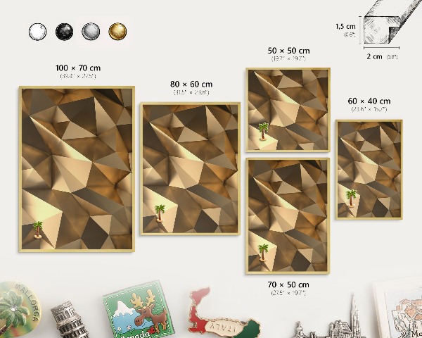 Tableau pour aimants cadre doré Géométrie chaleureuse