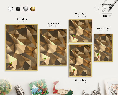 Tableau pour aimants cadre doré Géométrie chaleureuse