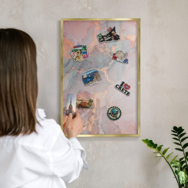 Tableau pour aimants cadre doré Abstraction colorée
