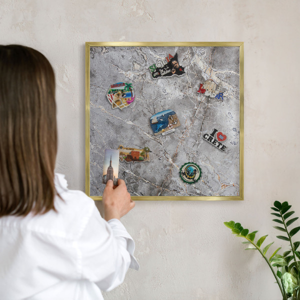 Tableau magnétique avec cadre de couleur dorée Marbre à motifs
