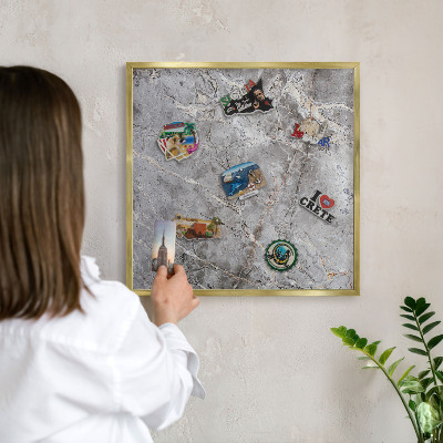 Tableau magnétique avec cadre de couleur dorée Marbre à motifs