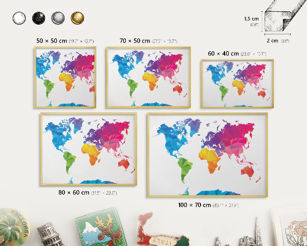 Tableau pour aimants cadre doré Carte des couleurs
