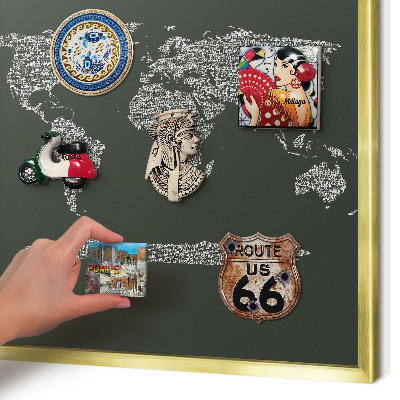 Tableau magnétique avec cadre de couleur dorée Carte textuelle