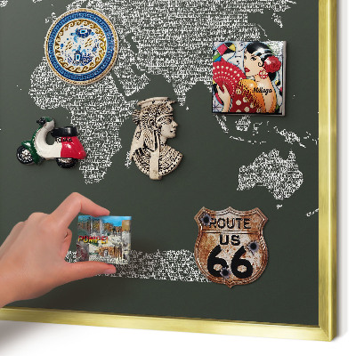 Tableau magnétique avec cadre de couleur dorée Carte textuelle