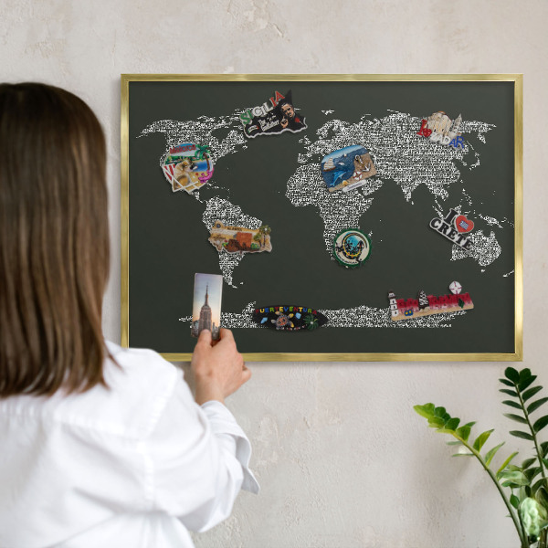 Tableau magnétique avec cadre de couleur dorée Carte textuelle
