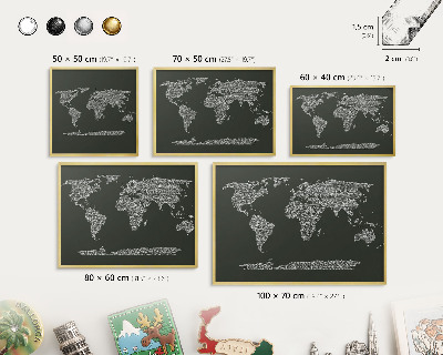 Tableau magnétique avec cadre de couleur dorée Carte textuelle