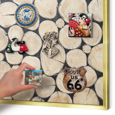 Tableau magnétique avec cadre de couleur dorée Texture bois