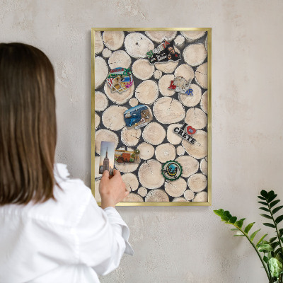Tableau magnétique avec cadre de couleur dorée Texture bois
