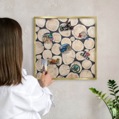 Tableau magnétique avec cadre de couleur dorée Texture bois