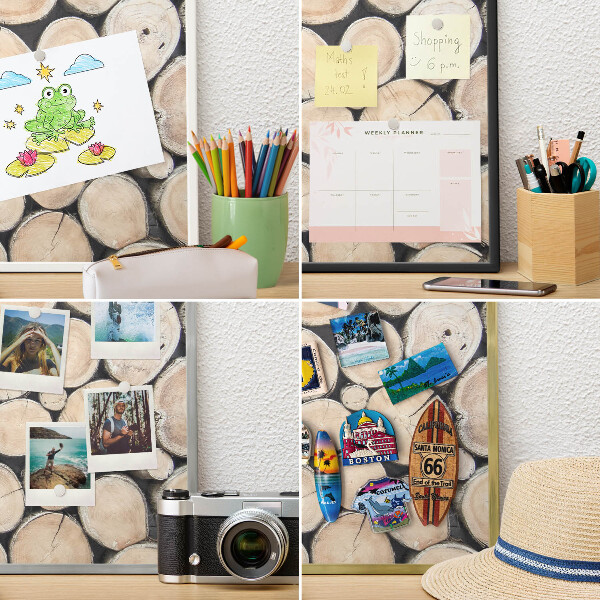 Tableau magnétique avec cadre de couleur dorée Texture bois