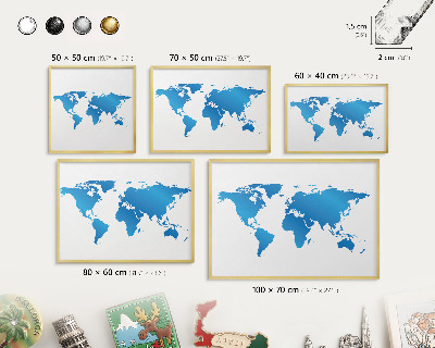 Tableau pour aimants cadre doré Carte du monde