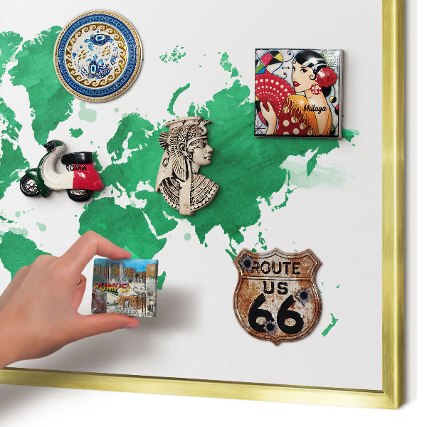 Tableau magnétique avec cadre de couleur dorée Carte verte