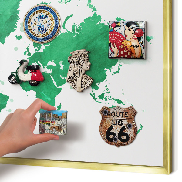 Tableau magnétique avec cadre de couleur dorée Carte verte