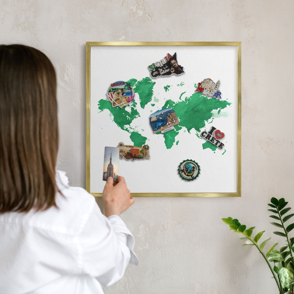 Tableau magnétique avec cadre de couleur dorée Carte verte