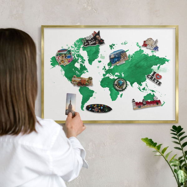Tableau magnétique avec cadre de couleur dorée Carte verte