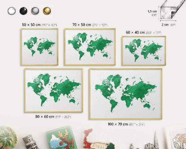 Tableau magnétique avec cadre de couleur dorée Carte verte