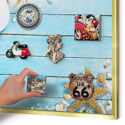 Tableau pour aimants cadre doré Repos des vacances