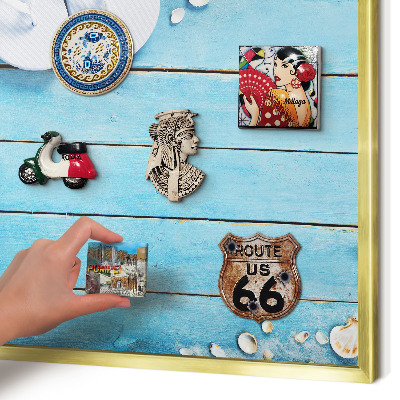 Tableau pour aimants cadre doré Repos des vacances