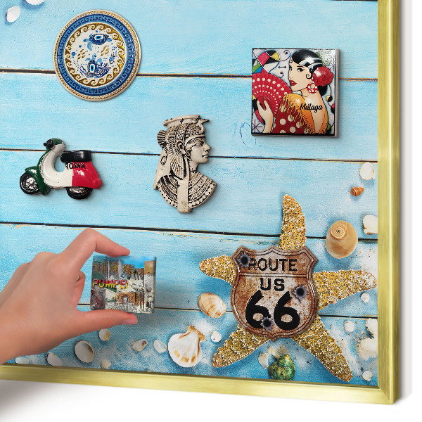 Tableau pour aimants cadre doré Repos des vacances