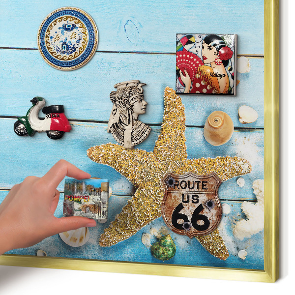 Tableau pour aimants cadre doré Repos des vacances