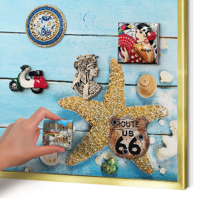 Tableau pour aimants cadre doré Repos des vacances