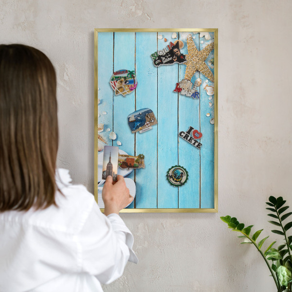 Tableau pour aimants cadre doré Repos des vacances