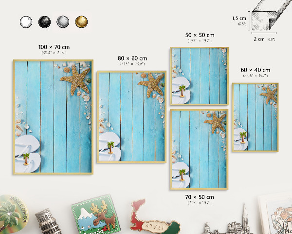Tableau pour aimants cadre doré Repos des vacances