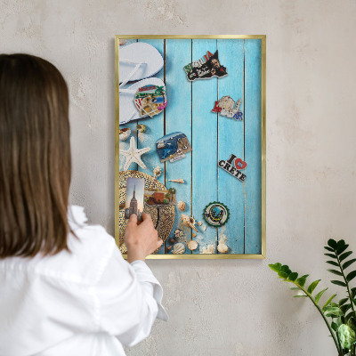 Tableau magnétique avec cadre de couleur dorée Ambiance de vacances