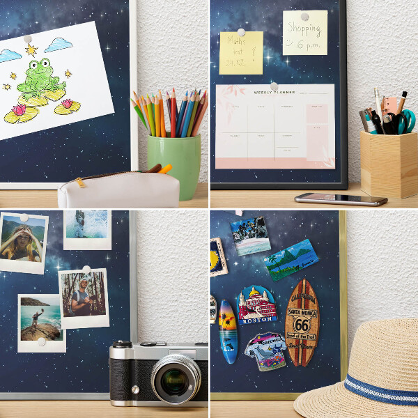 Tableau magnétique avec cadre de couleur dorée Espace stellaire
