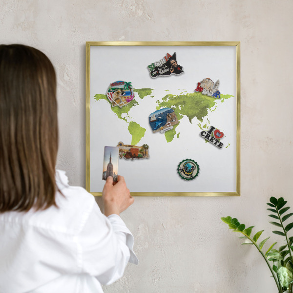 Tableau pour aimants cadre doré Carte verte