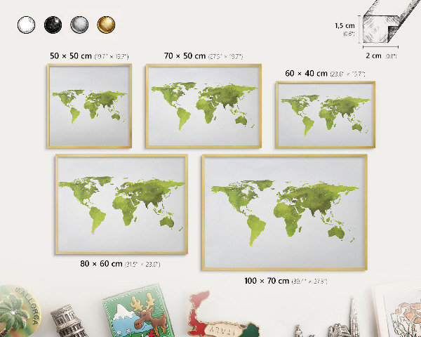 Tableau pour aimants cadre doré Carte verte