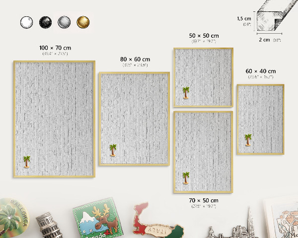 Tableau pour aimants cadre doré Mur de briques