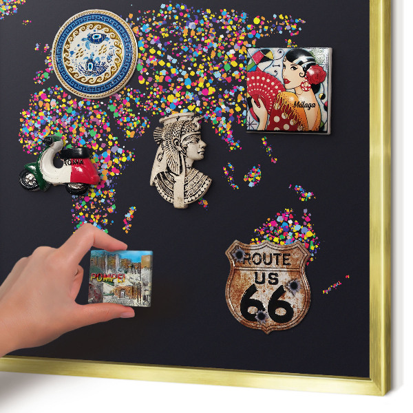 Tableau pour aimants cadre doré Carte des couleurs