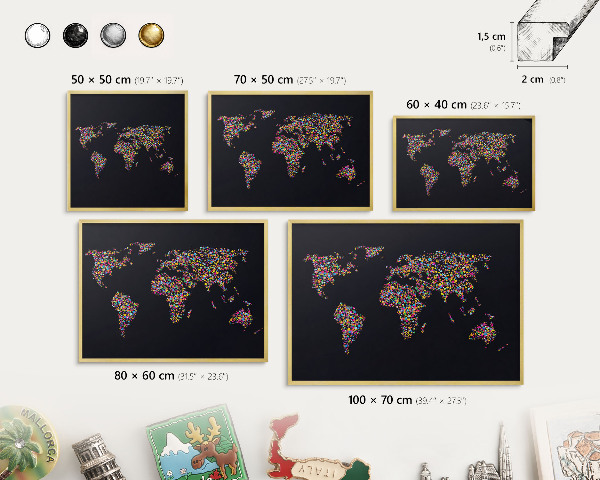 Tableau pour aimants cadre doré Carte des couleurs