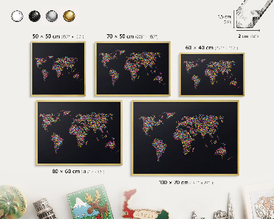Tableau pour aimants cadre doré Carte des couleurs