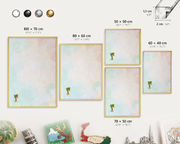 Tableau magnétique avec cadre de couleur dorée Élégance pastel