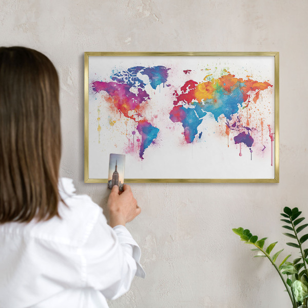 Tableau pour aimants cadre doré Carte des couleurs