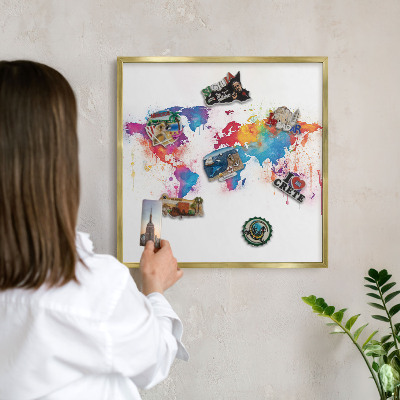 Tableau pour aimants cadre doré Carte des couleurs