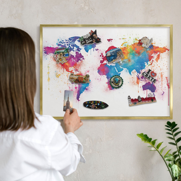 Tableau pour aimants cadre doré Carte des couleurs