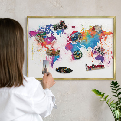 Tableau pour aimants cadre doré Carte des couleurs