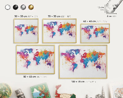 Tableau pour aimants cadre doré Carte des couleurs