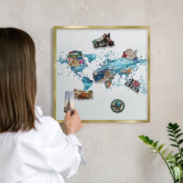 Tableau pour aimants cadre doré Carte de l'eau