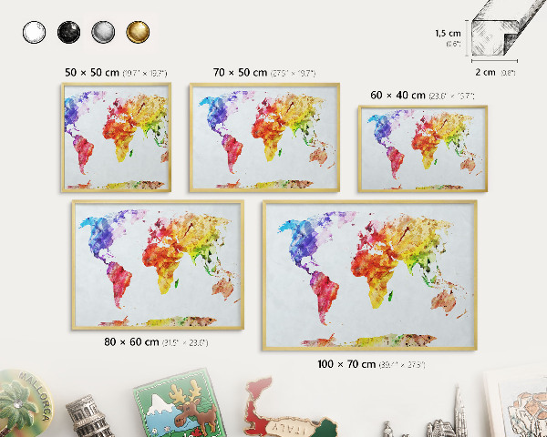 Tableau magnétique avec cadre de couleur dorée Carte des couleurs