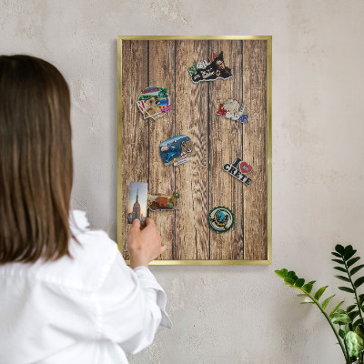 Tableau pour aimants cadre doré Texture bois