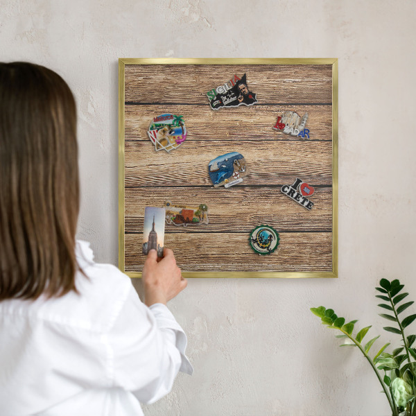 Tableau pour aimants cadre doré Texture bois