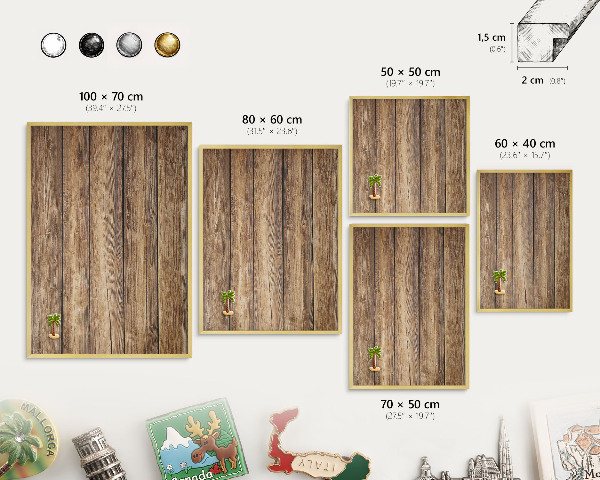 Tableau pour aimants cadre doré Texture bois