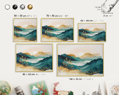 Tableau magnétique avec cadre de couleur dorée Une vue paisible