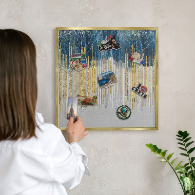 Tableau pour aimants cadre doré Forêt abstraite
